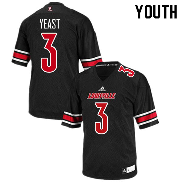 Youth #3 Russ Yeast Louisville Cardinals College Football Jerseys Sale-Black